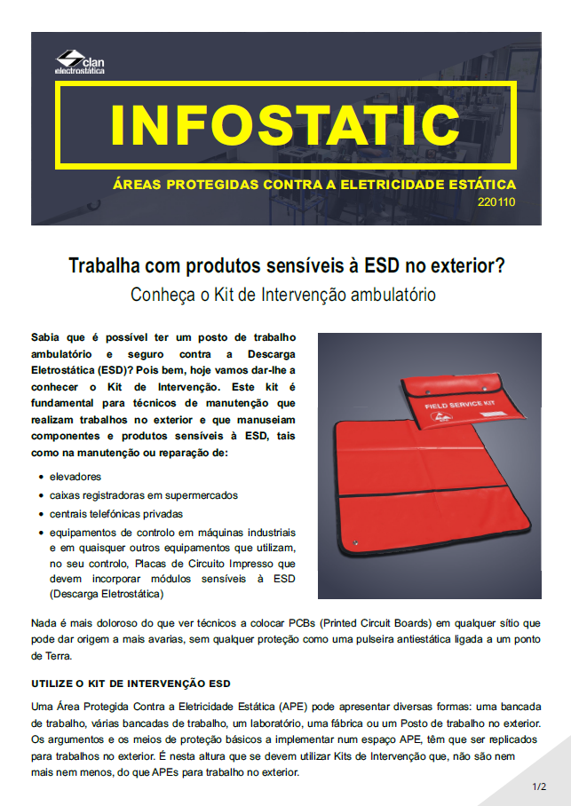 Infostatic Kits de Intervenção: Trabalha com produtos sensíveis à ESD no exterior?