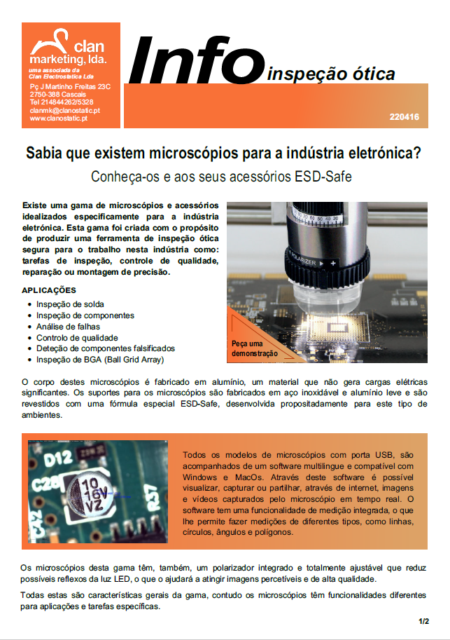 Info Inspeção Ótica, sabia que existem microscópios para a indústria eletrónica?