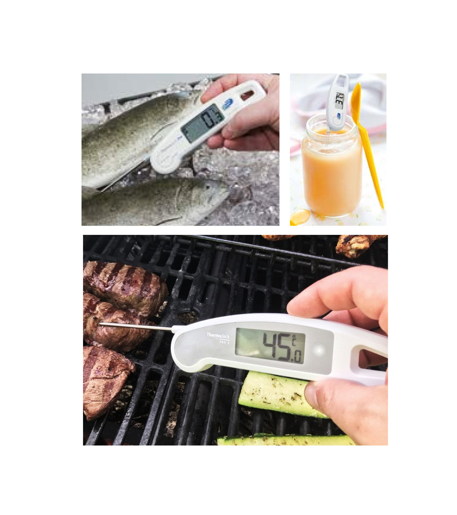Termómetro a mediar a temperatura em carne, peixe e líquidos